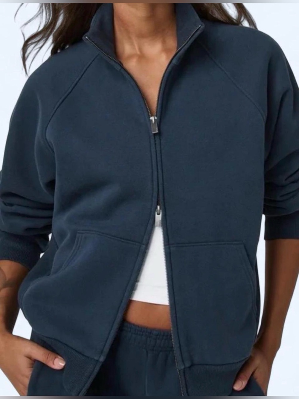 Vuori Restore Double Zip Sweatshirt Track Jacket Ocean Blue Navy SZ. M EUC